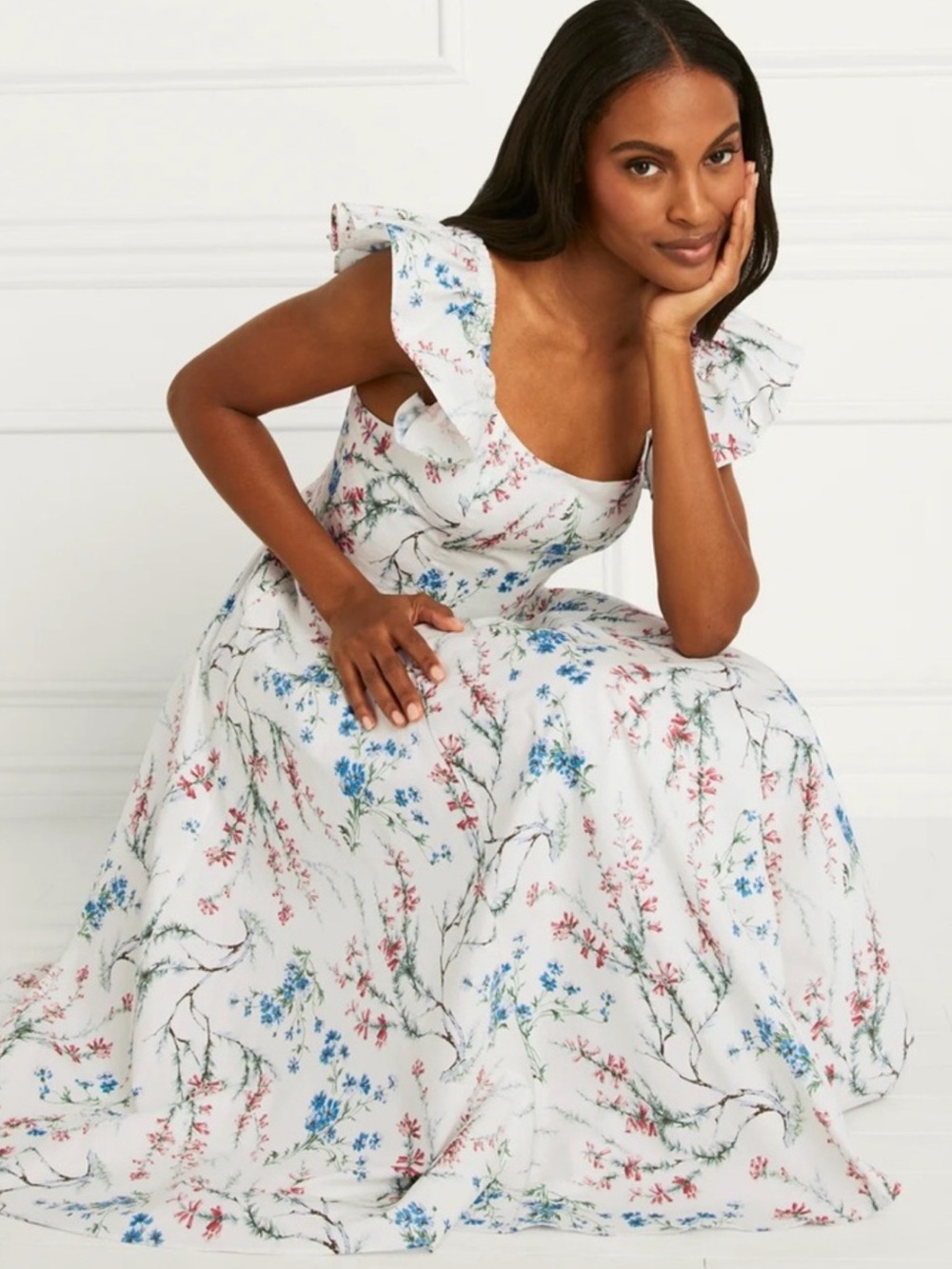 NWOT Hill House Daphne Midi Dress Spring Chintz White Floral